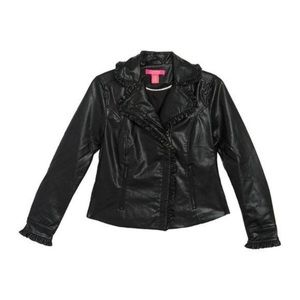 NWT Catherine Malandrino faux leather ruffle jacket